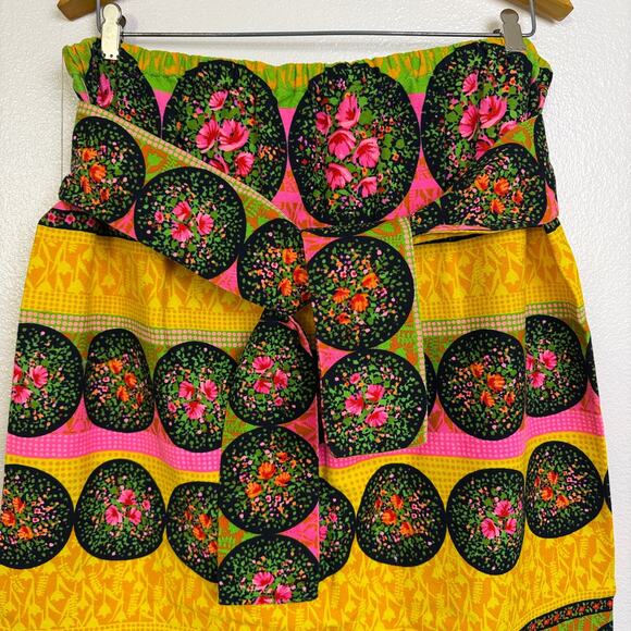 Vtg 60s Barkcloth Skirt Womens Multi Floral Slit Mr B Of California 37" Waist - Picture 5 of 10